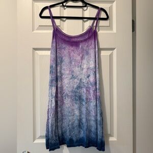 BAMBOO Purple and Blue Tie-Dye Midi Dress